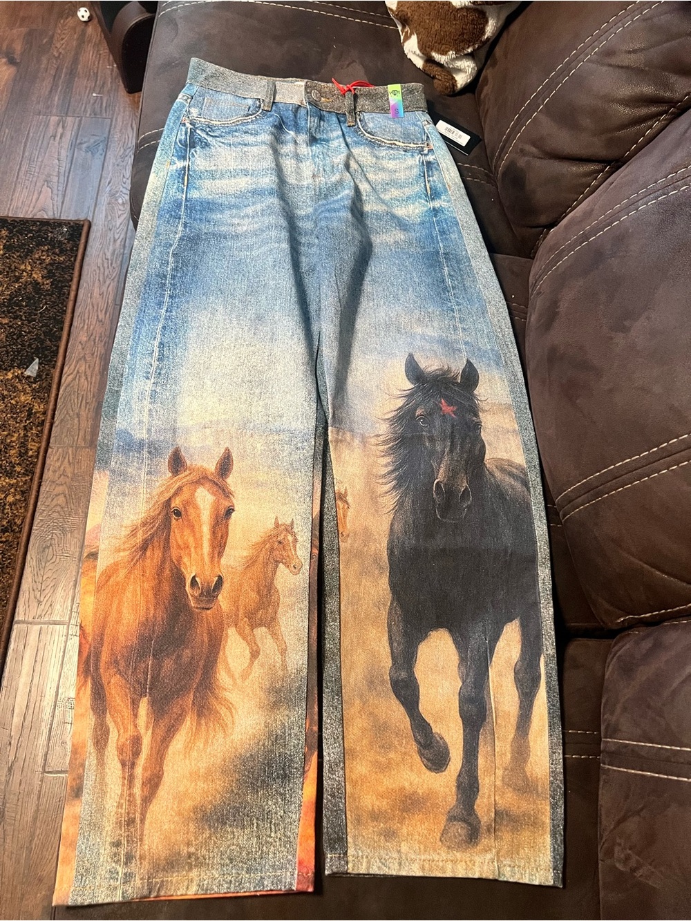 Women’s Denim Jeans with Horse Print -